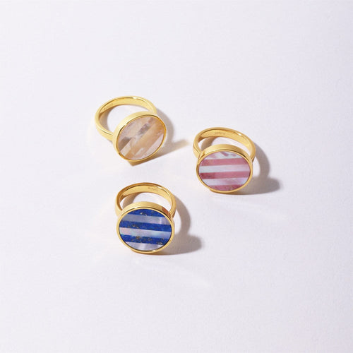 Bague - Gemstone Lollipop - 17mm - Plaqué Or - 2 Coloris