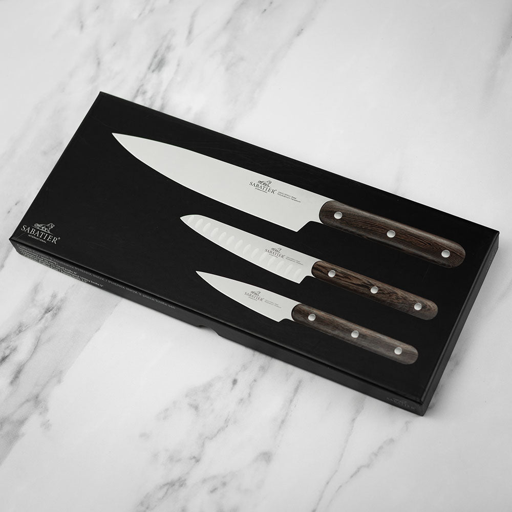 Sabatier Knives - Kitchen Set - 3 Pieces Phenix Inox - Paring Knife 9cm/Serrated Utility Knife 13cm/Kitchen Knife 20cm