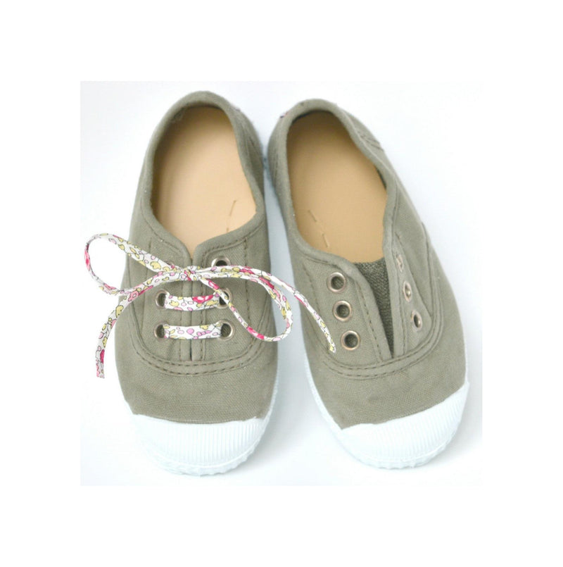 Canvas Tennis Shoes with Laces and Elastic - Grey Green - Unisex