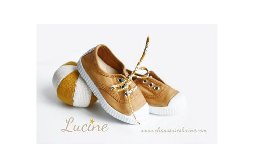 Chaussures Baskets Tennis En Toiles À Lacets Et Élastiques - Moutarde Camel - Mixte