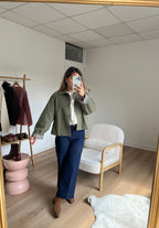 Edith Trench Jacket In Khaki Liberty Cotton