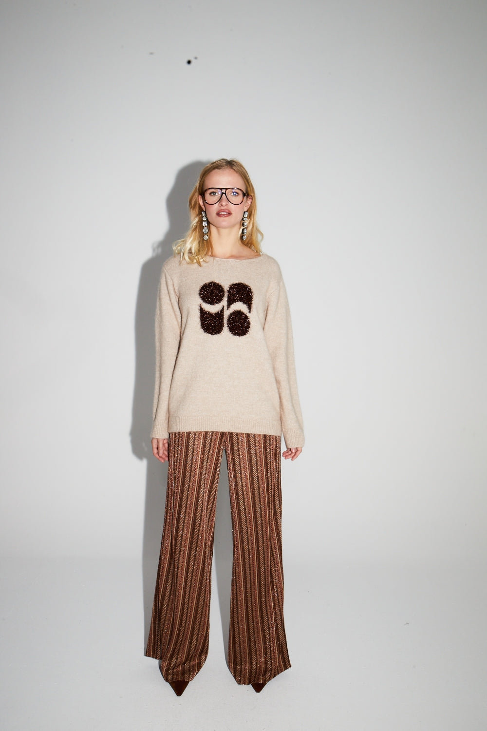Pantalon Charlie Rayures Cognac Fabriqué En Italie