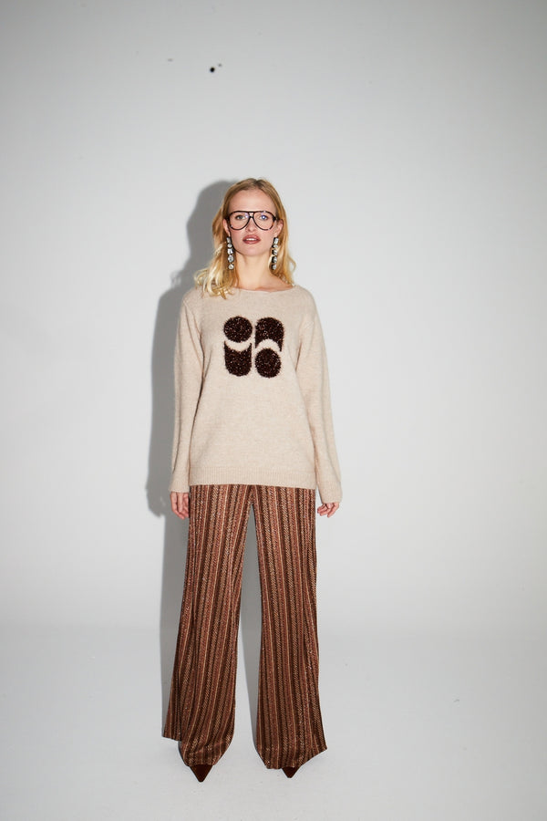 Charlie Trousers Cognac Stripes Made In Italy