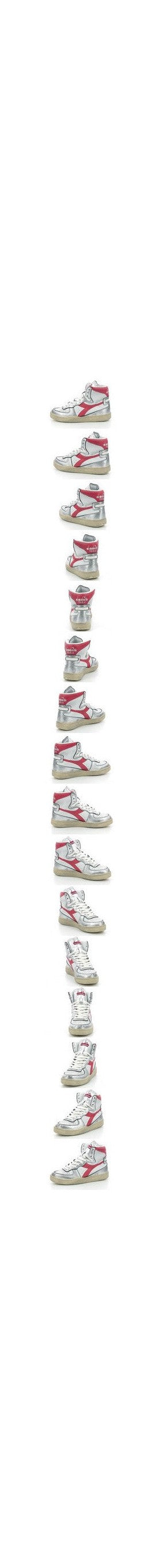 Diadora - Sneakers Haut Mi Bask Met Mix - White/Red/Silver - Mixte