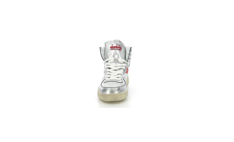 Diadora - Sneakers Haut Mi Bask Met Mix - White/Red/Silver - Mixte