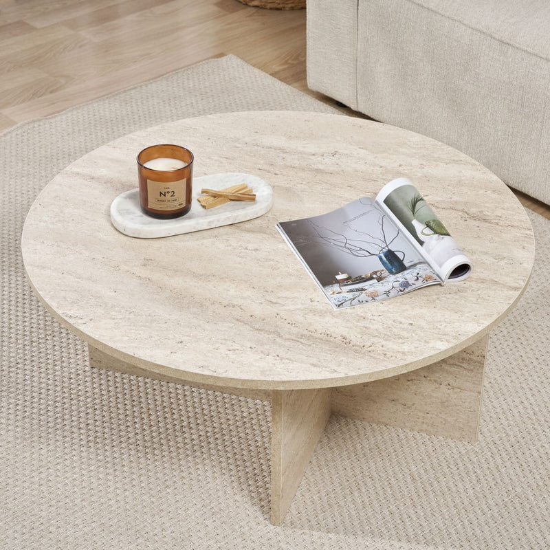 Table Basse Salon Soleil - Travertin