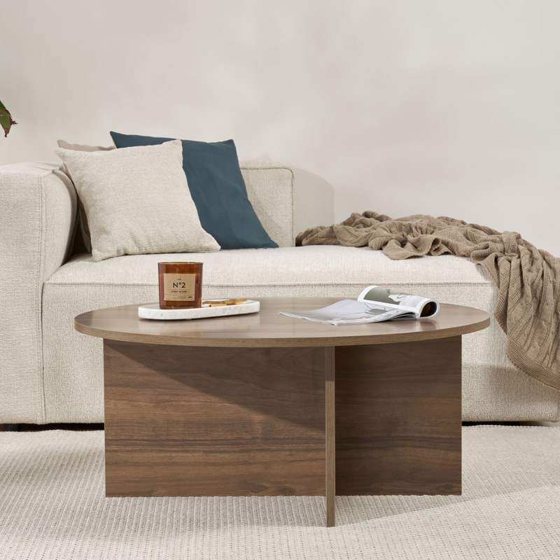 Soleil - Table Basse Avec Plateau Arrondi - Noyer