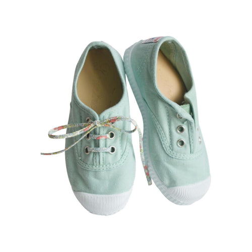 Chaussures Baskets Tennis En Toiles À Lacets Et Élastiques - Vert D'Eau - Mixte