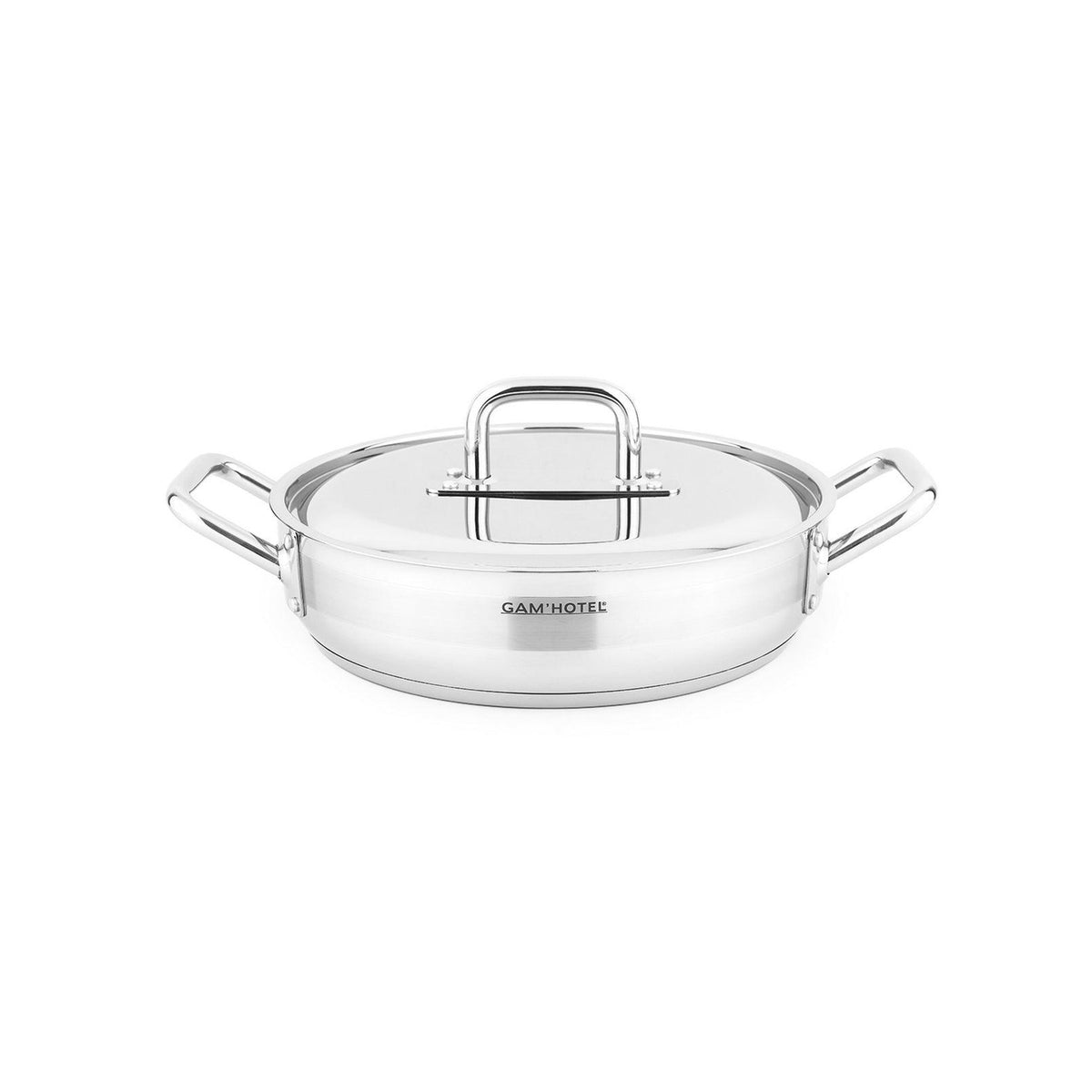 Gam'Hotel - Tegame basso in acciaio inox 32 x 8 cm per induzione - Argento