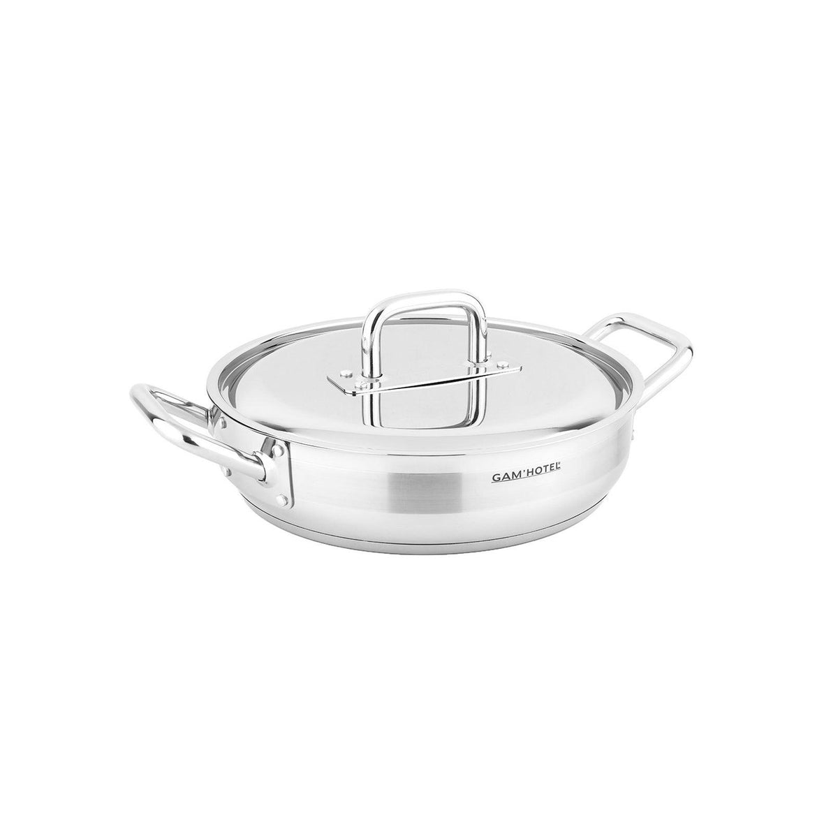 Gam'Hotel - Tegame basso in acciaio inox 32 x 8 cm per induzione - Argento
