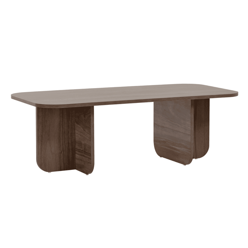 Becaj - Table Basse Rectangulaire Avec Plateau Aux Bords Arrondis - Noyer