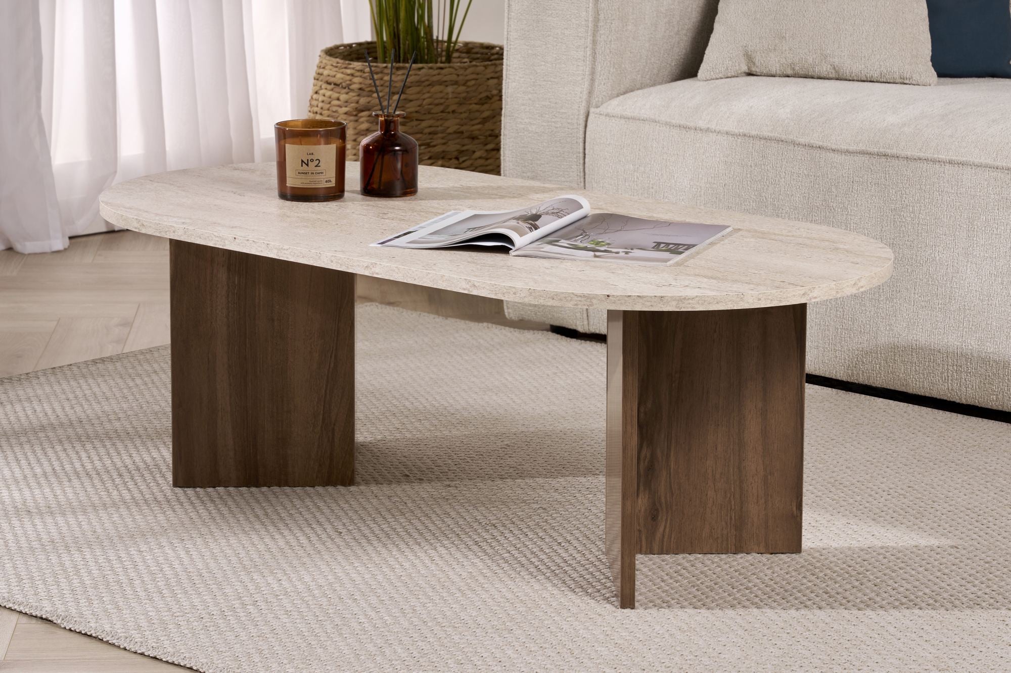 Mesa de centro Sable - Travertino/Venezia Walnut