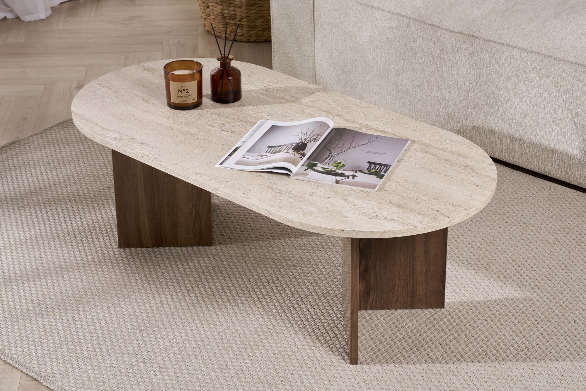 Mesa de centro Sable - Travertino/Venezia Walnut