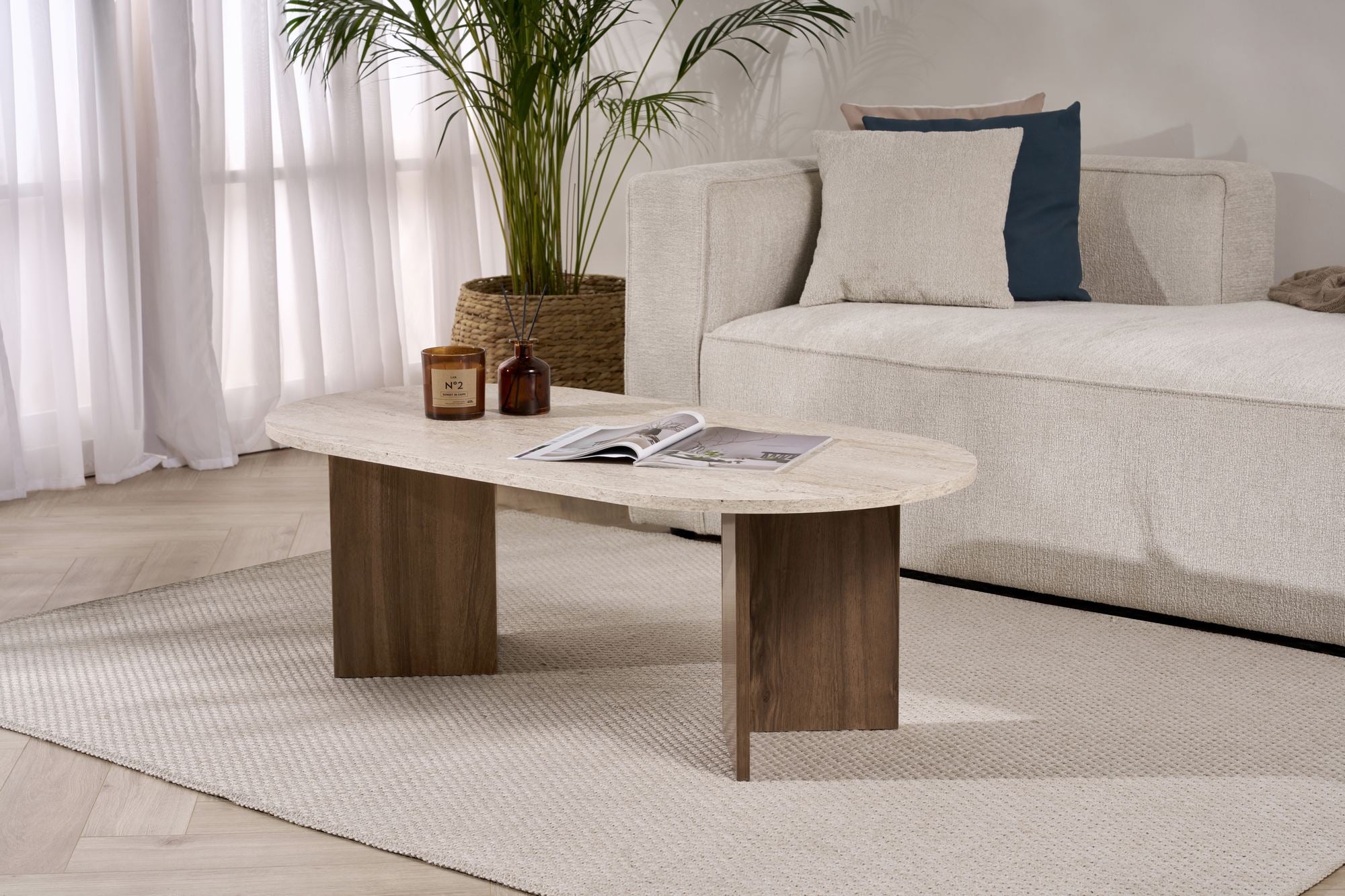 Mesa de centro Sable - Travertino/Venezia Walnut
