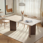 Linza - Dining Table - Travertine/Milano Walnut