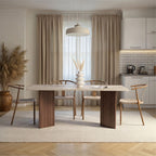 Linza - Dining Table - Travertine/Milano Walnut