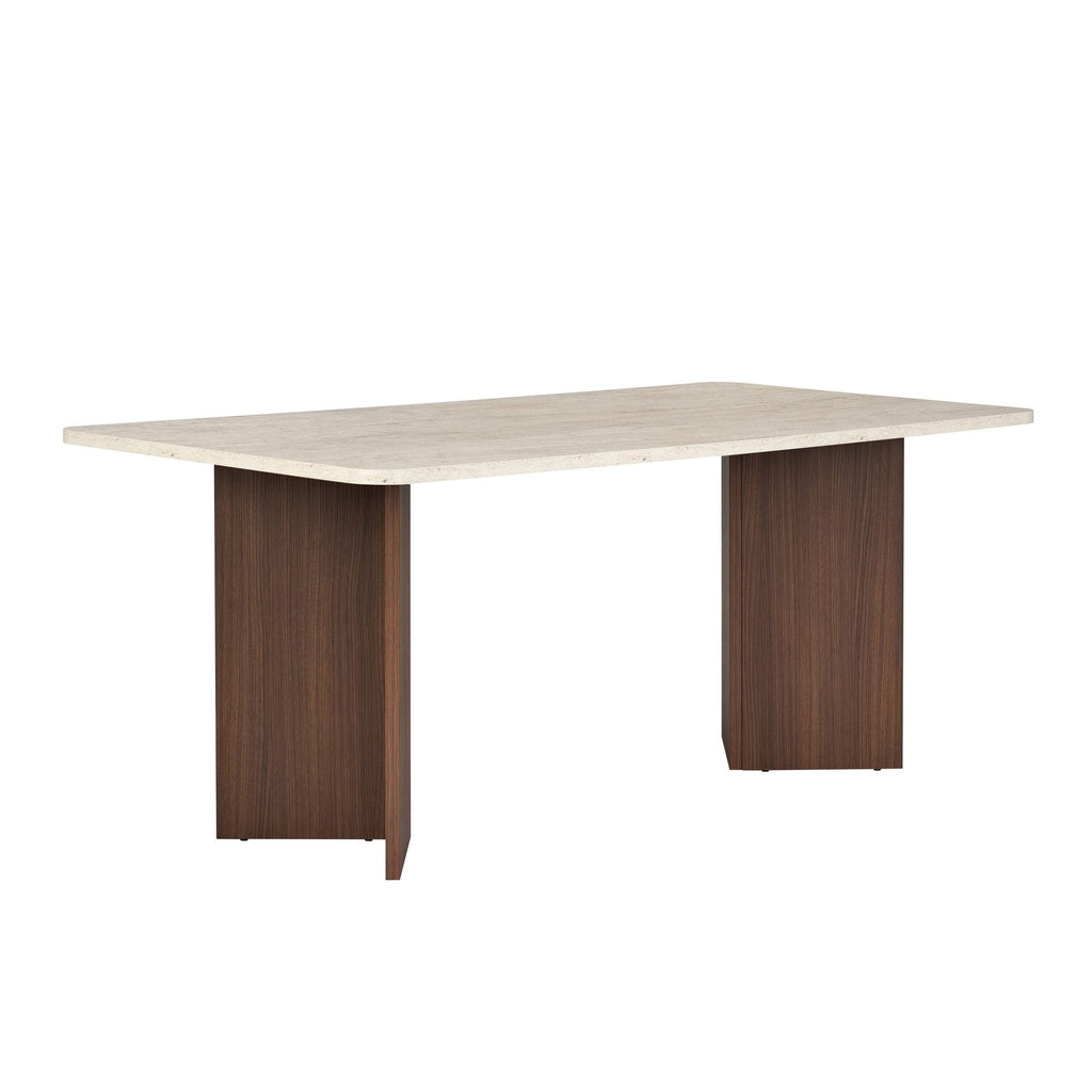Linza - Dining Table - Travertine/Milano Walnut