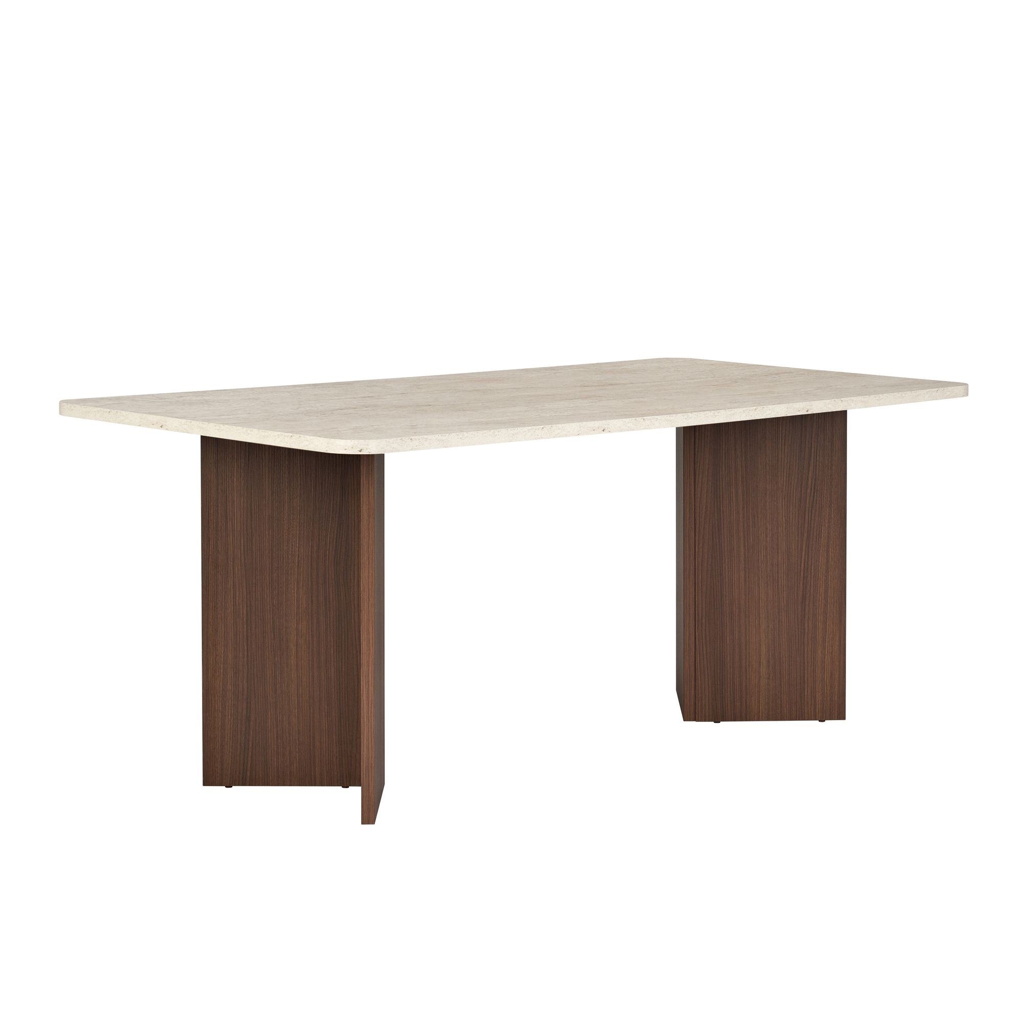 Linza - Dining Table - Travertine/Milano Walnut