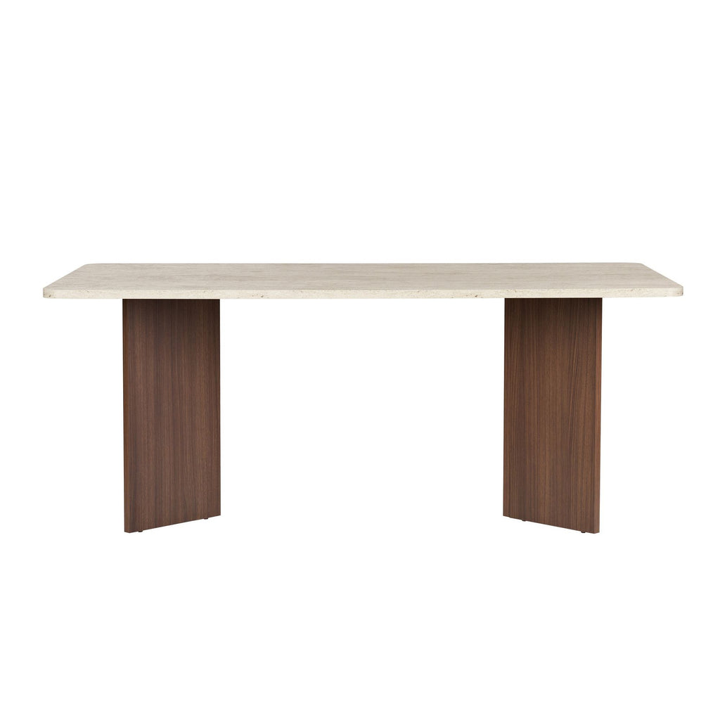 Linza - Dining Table - Travertine/Milano Walnut