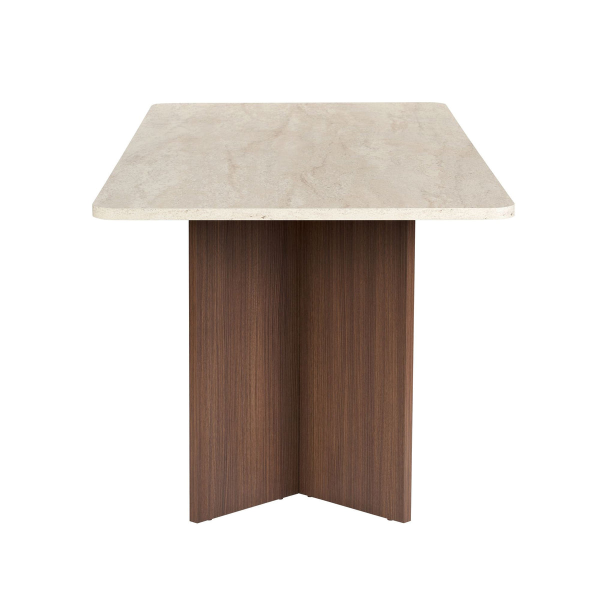 Linza - Dining Table - Travertine/Milano Walnut