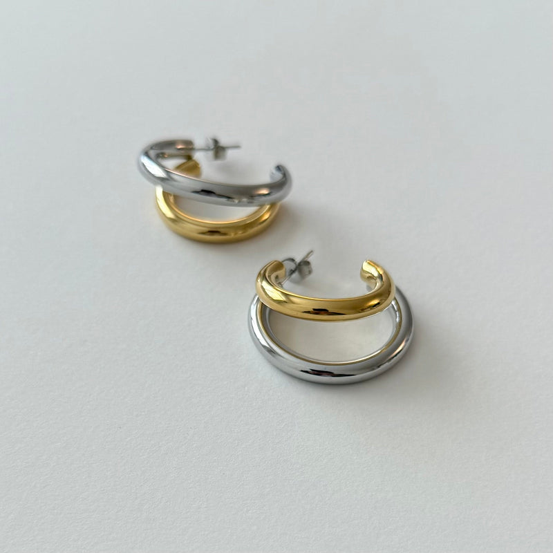 Boucles D'Oreilles Twinny - Doré, Argent Ou Bicolore