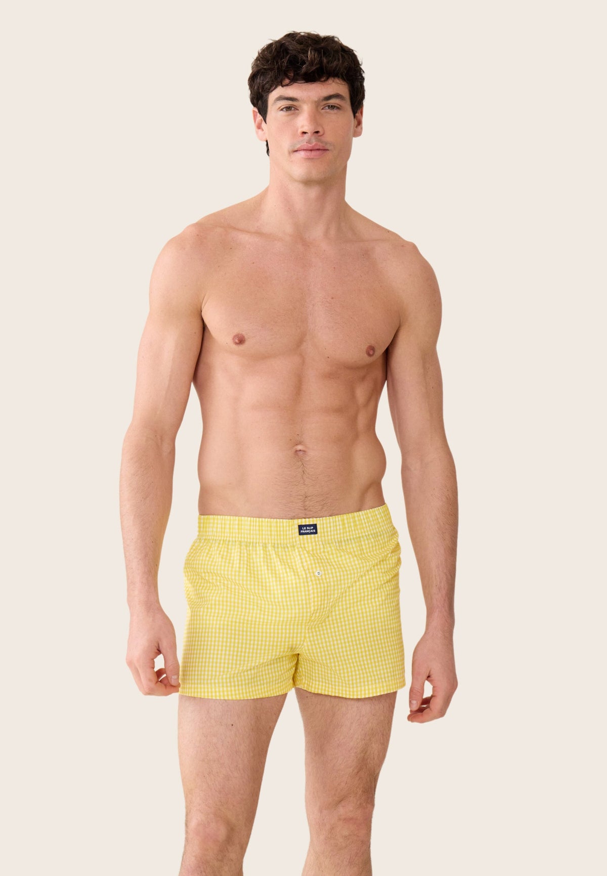 Jacques Gingham Cotton Boxers - Lemon Yellow
