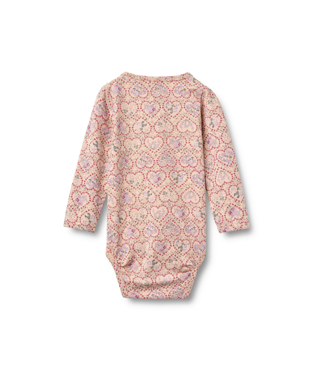 Body de manga larga Liv - Flores de corazón magenta
