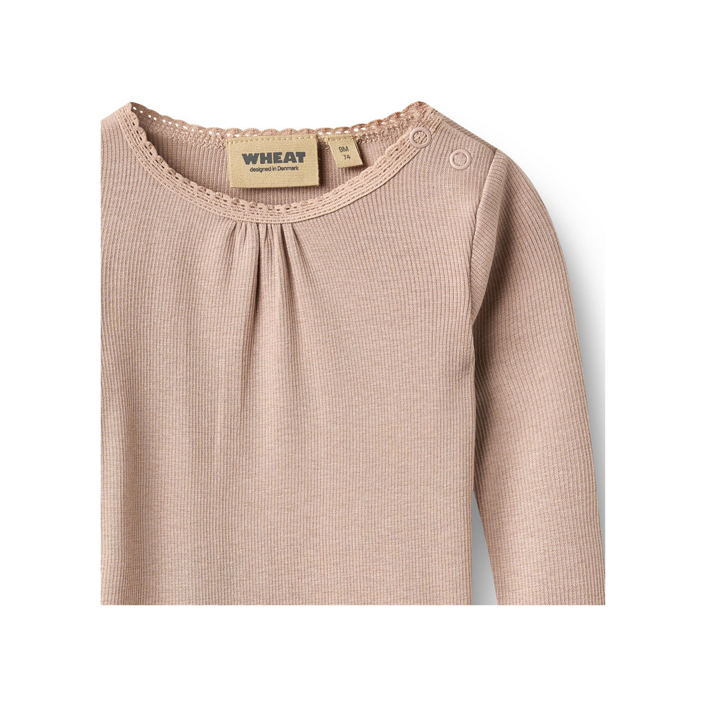 Lotta Long-Sleeved Ribbed Bodysuit - Dry Rose
