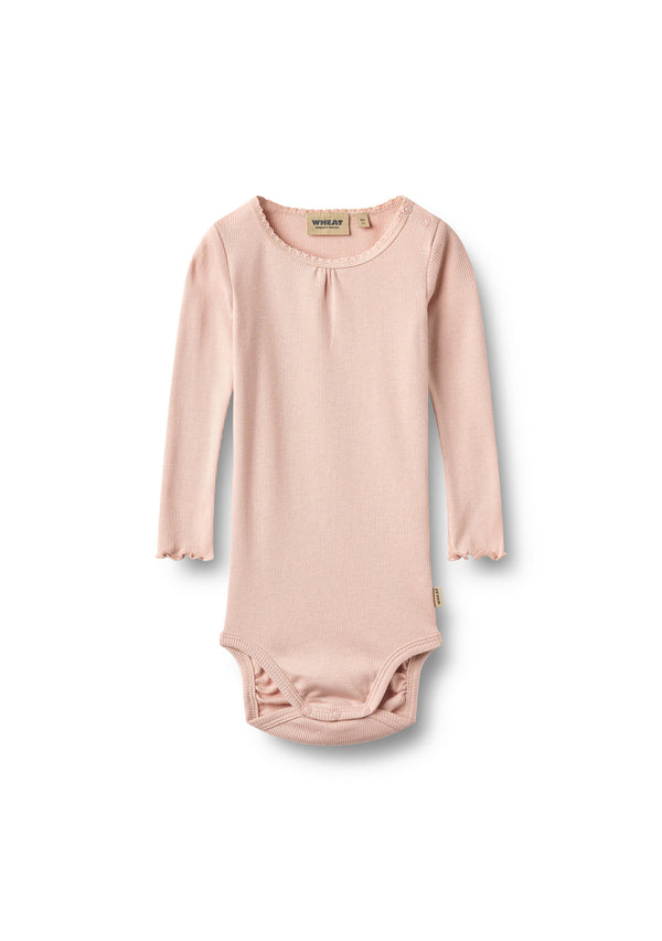 Prążkowane body z długim rękawem Lotta – Dim Rose