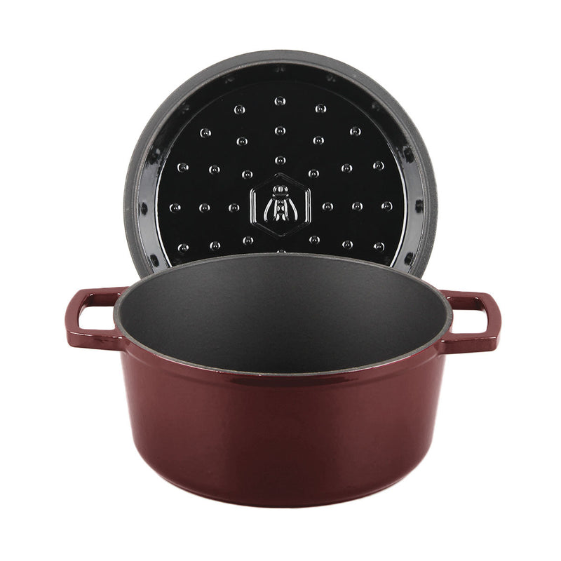 Cocotte En Fonte Ronde ‘Masseiron’ Merlot 25 X 11,5Cm - Bordeau / Noir