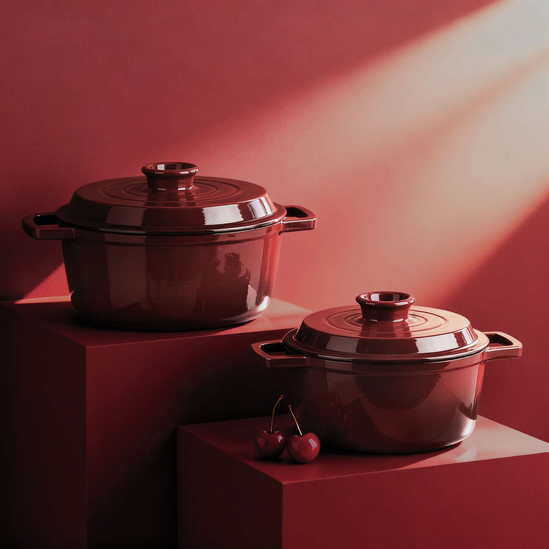 Cocotte En Fonte Ronde ‘Masseiron’ Merlot 25 X 11,5Cm - Bordeau / Noir