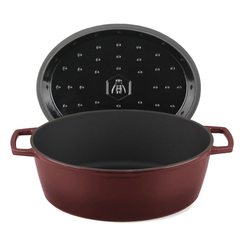 Cocotte En Fonte Ovalee ‘Masseiron’ Merlot 33 X 26 X 12,5Cm - Bordeau / Noir