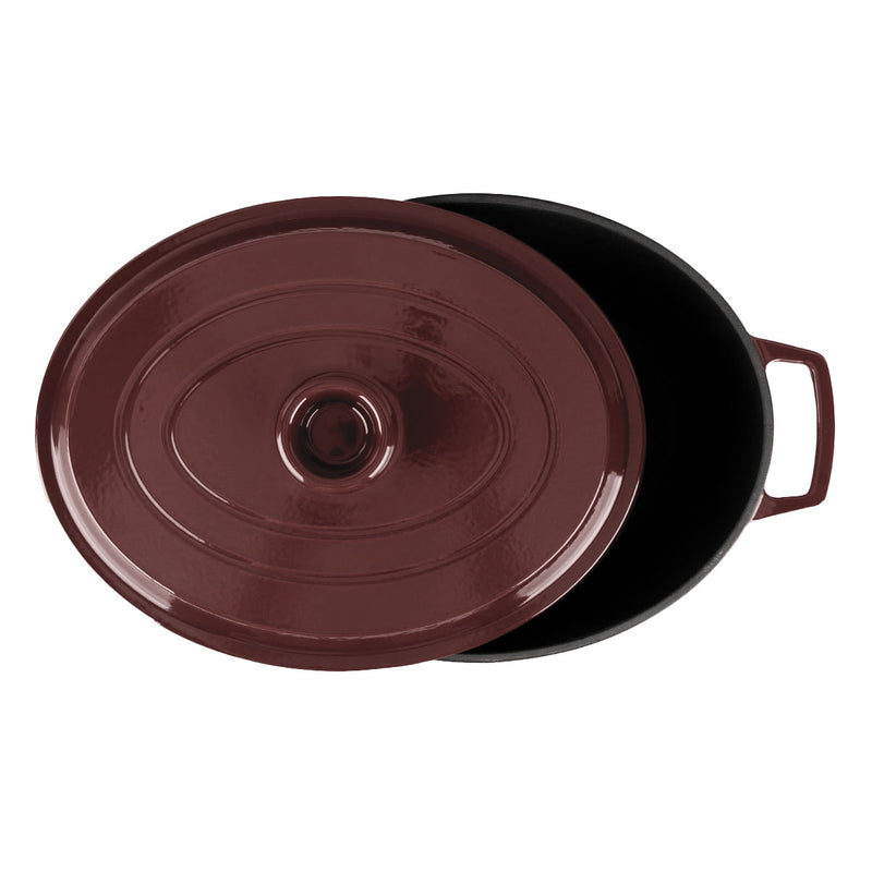 Cocotte En Fonte Ovalee ‘Masseiron’ Merlot 33 X 26 X 12,5Cm - Bordeau / Noir