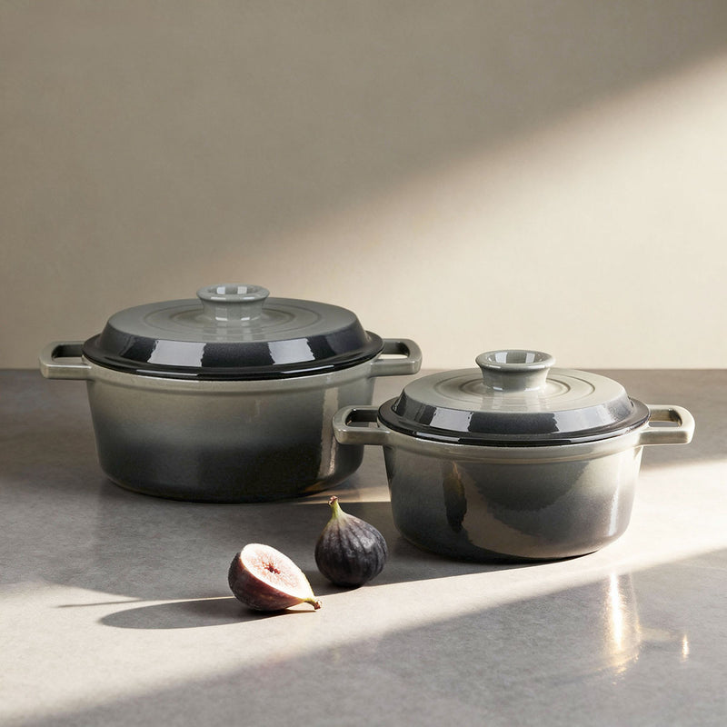 Cocotte En Fonte Ronde ‘Masseiron’ Ardoise 20X10Cm - Gris / Noir