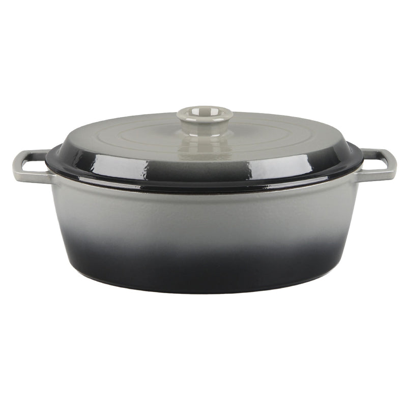 Cocotte En Fonte Ovale ‘Masseiron’ Ardoise 33 X 26 X 12,5Cm - Gris / Noir