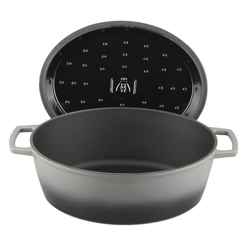 Cocotte En Fonte Ovale ‘Masseiron’ Ardoise 33 X 26 X 12,5Cm - Gris / Noir