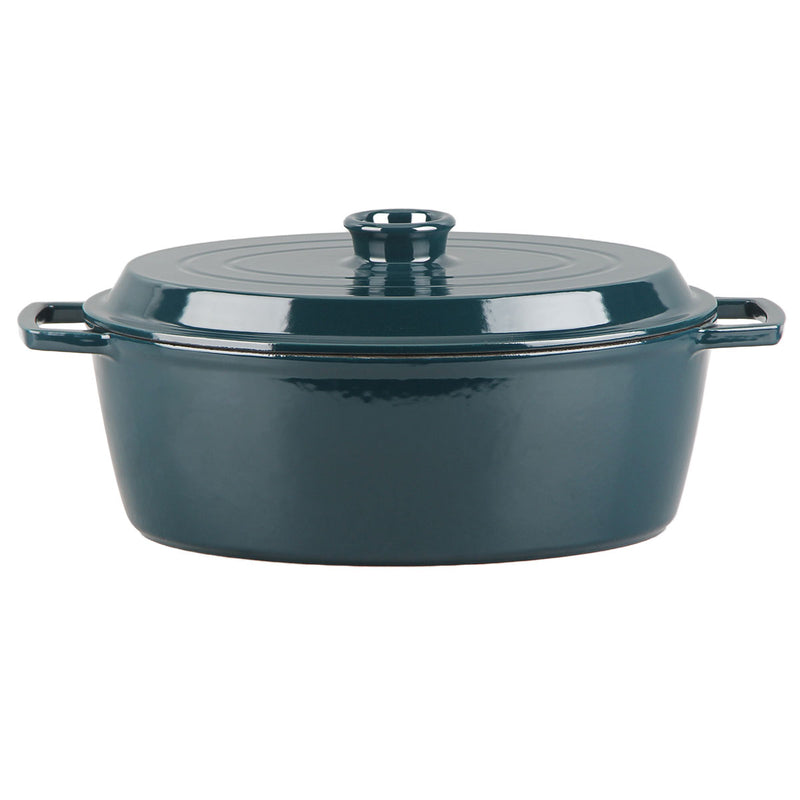 Cocotte En Fonte Ovale ‘Masseiron’ Emeraude 33 X 26 X 12,5Cm - Bleu / Noir