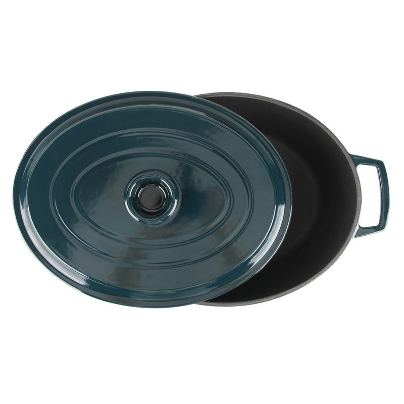 Cocotte En Fonte Ovale ‘Masseiron’ Emeraude 33 X 26 X 12,5Cm - Bleu / Noir
