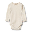Lucca Long Sleeve Wool Bodysuit - Eggshell Melange - Baby