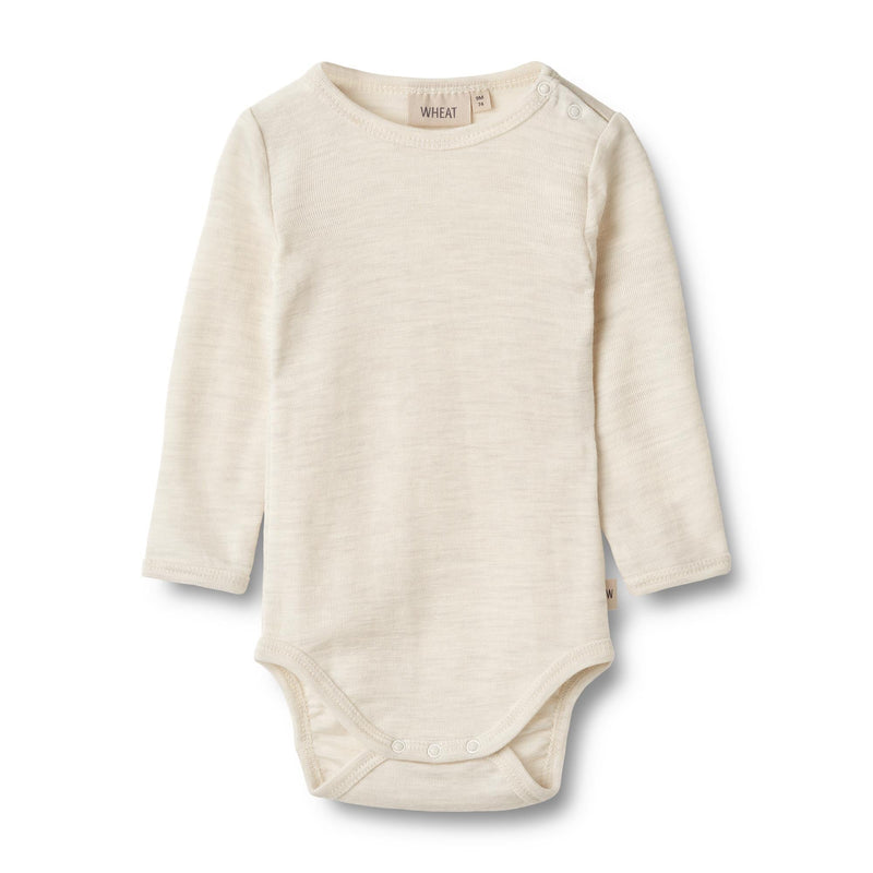 Lucca Long Sleeve Wool Bodysuit - Eggshell Melange - Baby