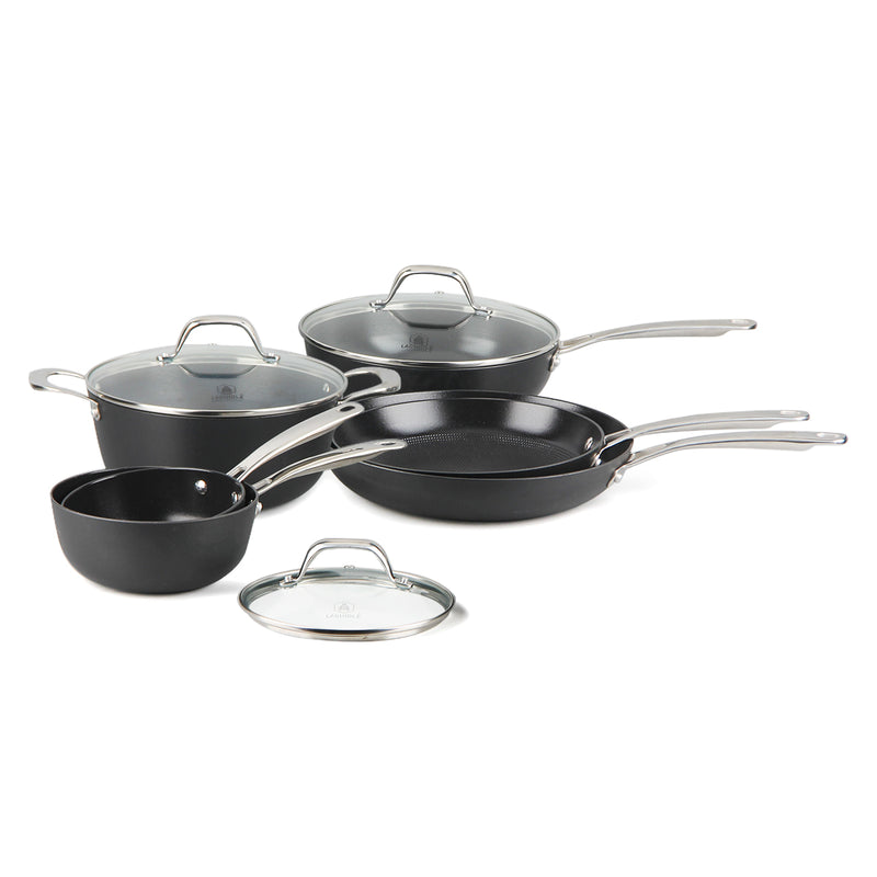 Airiron Set De 9Pcs Indépendante - Casserole 16Cm - Casserole 18Cm Avec Son Couvercle - Sauteuse 24Cm Avec Son Couvercle - Faitout 24Cm Avec Son Couvercle - Poêle 24Cm - Poêle 28Cm - Noir