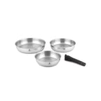 Réactif - Juego de 3 sartenes extraíbles - Acero inoxidable - Plata