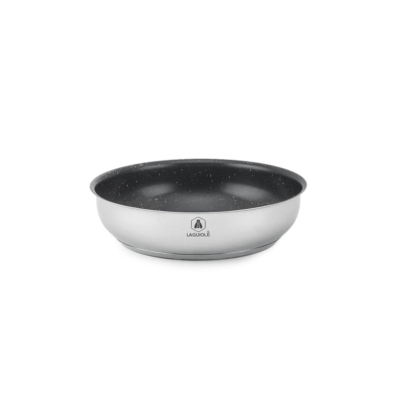 3 Poêles Amovible 'Réactif' Inox 20/24/28 Cm Anti-Adhésif Céramique Ck2 Greblon® Induction - Argent