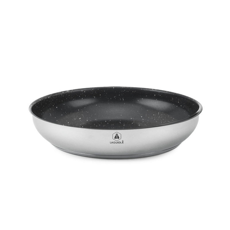 3 Poêles Amovible 'Réactif' Inox 20/24/28 Cm Anti-Adhésif Céramique Ck2 Greblon® Induction - Argent