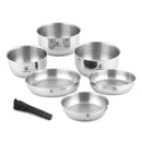 Set 7 Pièces Amovible 'Réactif' Inox Induction - Argent