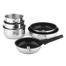 Set 7 Pièces Amovible 'Réactif' Inox Anti-Adhésif Céramique Ck2 Greblon® Induction - Argent