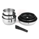 Set 7 Pièces Amovible 'Réactif' Inox Anti-Adhésif Céramique Ck2 Greblon® Induction - Argent