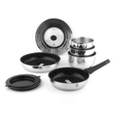 Set 10 Pièces Amovible'Réactif' Inox Anti-Adhésif Céramique Ck2 Greblon® Induction - Argent