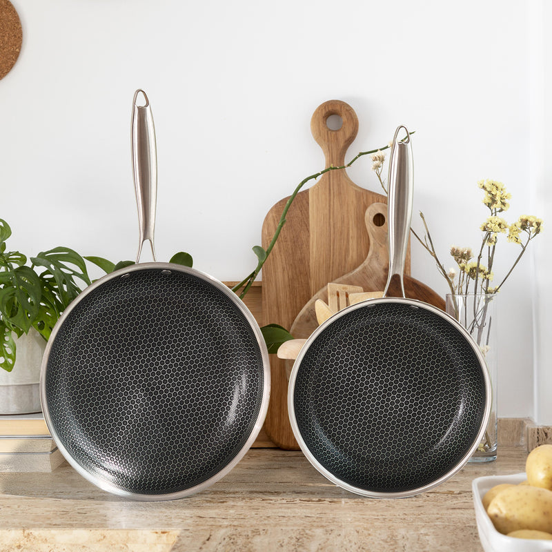 Set De 2 Poêles 24/28Cm Triplex 'Blacksteel' - Argenté