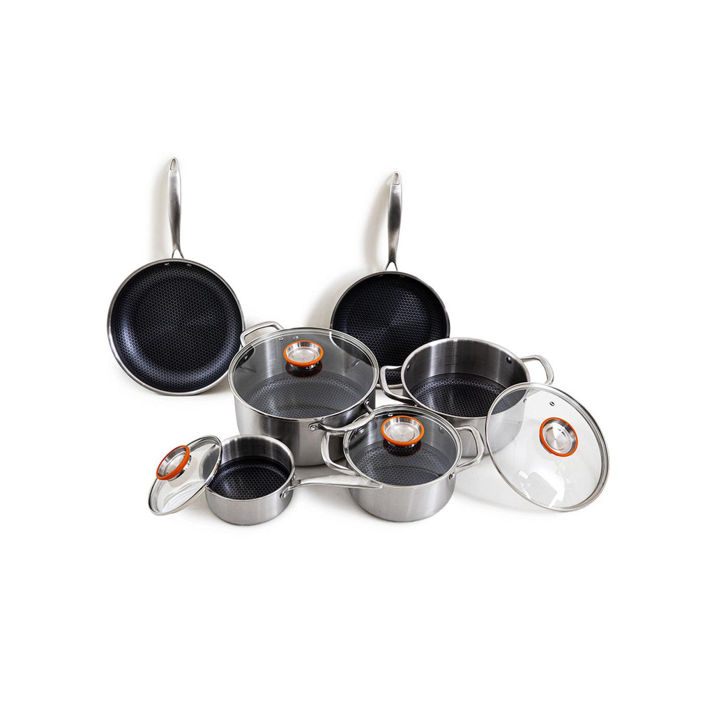 BlackSteel - Juego de 10 piezas - Acero inoxidable triplex - Plata